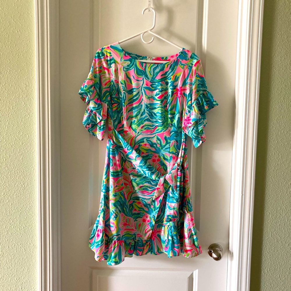 Lilly Pulitzer Darlah Stretch Ruffle Dress - One in a Melon Size 10 NWOT